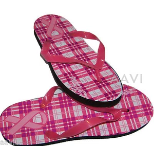 Chanclas descalzas rosa cinta concientización sobre el cáncer de mama damas pantuflas para mujer - Imagen 1 de 3
