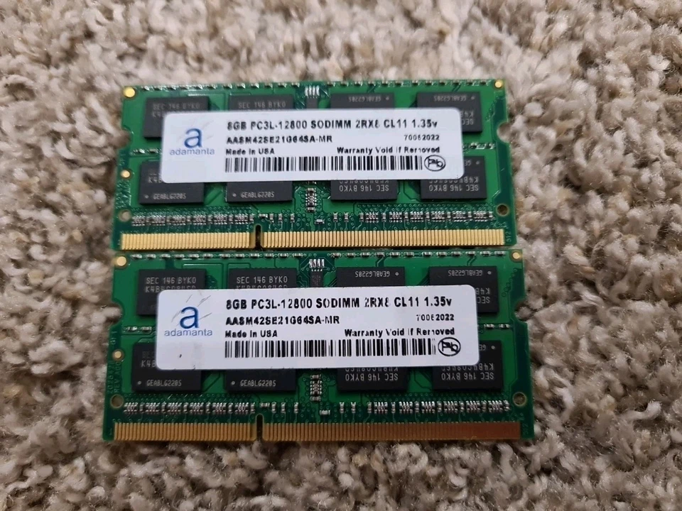 Adamanta 16GB (8GBx2) PC3L-14900 SODIMM 2RX8 CL13 1.35vAASM42SE21G64SA-NR - Image 1 of 1