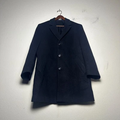 Jos A Bank Wool Silk Camel Hair Black Coat Jacket Men 44L Prep Outerwear Winter - Image 1 of 4