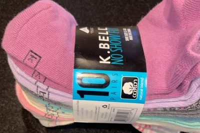 K.Bell Women's 10 Pairs No Show Fit Socks, Multicolor Mix  Shoe Sz 5.5-10 NEW - Image 1 of 4