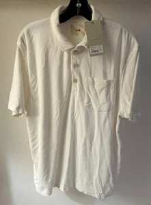 FOLK Howe Towelling Terry Cotton Polo Shirt white Men's, XL, Size 5, collar - Picture 1 of 10