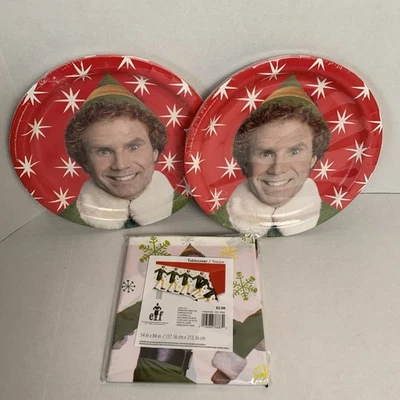Buddy The Elf Navidad Platos de Papel 9” Cubierta de Mesa 54”x84” Lote de 3 Foto 1 de 4