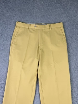 Peter Millar Crown Sport Pants Mens 33 Yellow Performance Stretch Golf Chino - Image 1 of 4