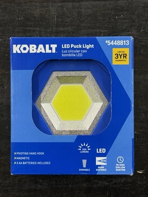 Kobalt LED💡Puck Light 1.5V 500-Lumen Battery-Power Portable Magnetic Work Light - Image 1 of 2