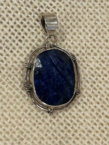 Sapphire Sterling Silver Pendant Genuine Corundum Beryl Gemstones 925 Jewellery - Picture 1 of 4