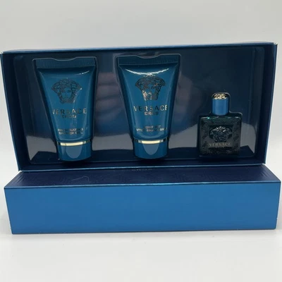 Versace Eros Juego de Viaje Gel de Ducha 25 ML, EDT 5 ML Bálsamo para Después del Afeitado 25 ML Foto 1 de 4