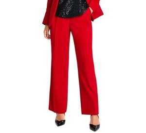 Bar III Women's High-Rise Crepe Wide-Leg Trouser Pants (Pomegranate, 2) - Picture 1 of 2