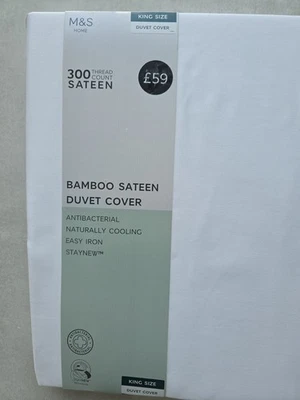 Marks & Spencer Bamboo Satin White Duvet Cover King Size NWT - Image 1 of 4