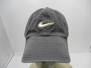 Nike Dad Hat Cap Strap Back Mens Gray Gold Embroidered Swoosh Golf Classic - Picture 1 of 9
