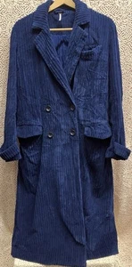 Abrigo Plumero Largo Pana Free People Abbey Road Talla Mediana Azul Oscuro Bohemio - Imagen 1 de 10
