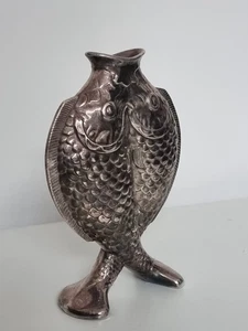 CHRISTOFLE VERSILBERTE DOPPEL FISCH VASE JAPANISCHE UND JUGENDSTIL IDEE INSPIRIERT - Bild 1 von 8