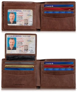 2 ID Window Wallet for Men RFID Blocking Leather, Bifold Top Flip, Extra Capa... - Picture 1 of 6