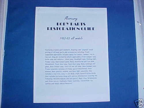 Mercury Monterey 1952, 1953, guía personalizada de piezas/restos 52,53 Foto 1 de 1