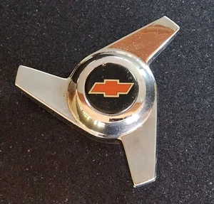 Vintage Chevrolet Tri Bar Spinner Hi Tech Center Cap Chrome Die Cast Made In USA - Picture 1 of 8