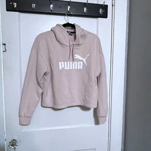 Puma Women’s light pink long sleeve hooded crop sweatshirt size small Hoodie - Picture 1 of 5