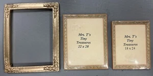 3 BEAUTIFUL DOLL HOUSE SCALE GOLD RECTANGULAR PICTURE FRAMES - Picture 1 of 2