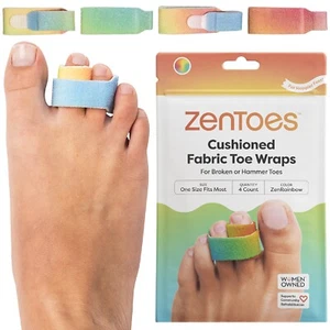 ZenToes Broken Toe Buddy Wraps gepolsterte Bandagen Hammerzehenglätteisen Schiene - Bild 1 von 13