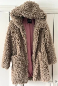 ZARA LADIES MOCK MINK TEXTURED COAT - SIZE L - Picture 1 of 10