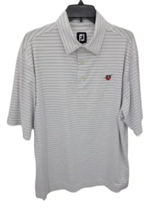 FootJoy Poloshirt Herren Large Weiß Streifen Kurzarm Cherry Creek CC Logo - Bild 1 von 7