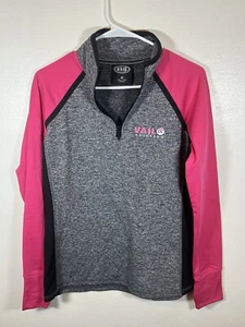 Vail Colorado Women’s Pullover Quarter Zip Sweatshirt Size Medium Gray Pink - Picture 1 of 3