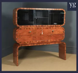 Art Deco Figured Walnut & Maple Drinks Cocktail Cabinet Sideboard (Circa 1935) - Picture 1 of 12