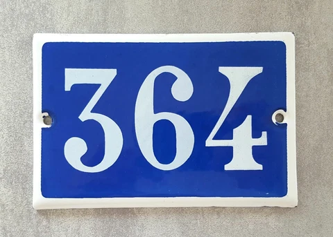 364 Enamel house number sign Vintage french wall door street gate plaque plate Cover
