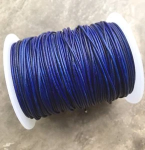 1mm 1.5mm 2mm Natural Navy Blue Leather Round Cord - Distressed blue Finish 12 - Picture 1 of 2