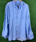 Tommy Bahama Shirt Mens XXL 100% Linen Light Blue Relax Button Up Long Sleeve
