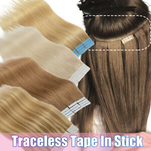 Traceless Tape In Remy Human Hair Extentions Full Head Thick Highlight Balayage