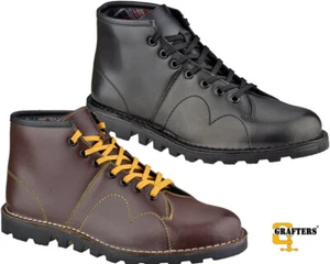 Nuevo Injertador Cuero Mono Bota Informal Caminar Tobillo Alto Botas de Trabajo Zapatos OFERTA - Imagen 1 de 4