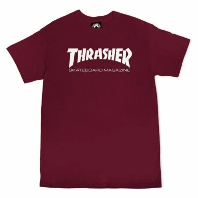 Thrasher Magazine SKATE MAG LOGO Skateboard T Shirt MAROON - Image 1 of 2