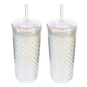 2pcs Glass Water Cup Glasses Juice Cup Beverage Drinking Cup Cold Drinks Cup - Picture 1 of 12