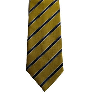 Vintage 100% Silk Men’s Tie Mustard Gold Blue Striped Width:4” New - Picture 1 of 4