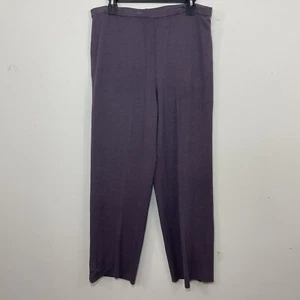 Pantalones Eileen Fisher Pequeños Grandes Minimalistas Púrpura Elastizados Tejido Pierna Ancha - Imagen 1 de 8