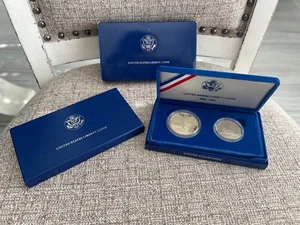 1986 US Mint Statue of Liberty Commemorative 2 Coin Set Orig Box & Paperwork - Picture 1 of 16