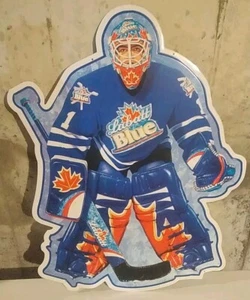 Vintage 1999 Labatt Blue Beer Ale Hockey Goalie Metal Bar Sign 23x 17 Inches Vtg - Picture 1 of 8