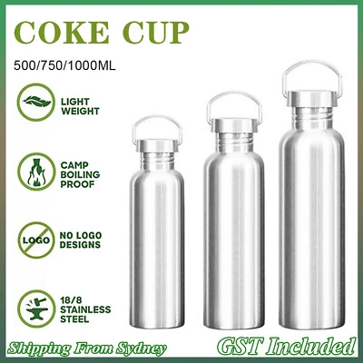 500/750/1000ml Stainless Steel Water Bottle Motivational Sports  Flask Drink Cup - image 1 of 4