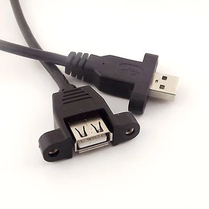 30cm USB 2.0 A Panel Mount Male to Female Socket with Screw Hole Extension Cable - Picture 1 of 5