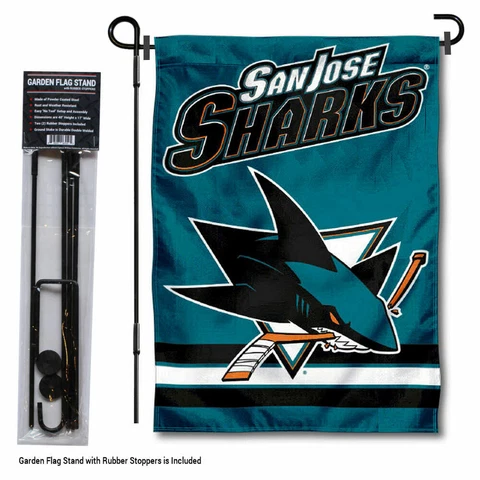 San Jose Sharks Garden Flag and Yard Pole Stand Included Cover