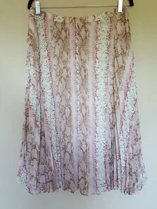 NEW Lucy Paris Womens Size L Pink Brown Multi Pleated Midi Skirt Elastic Waist(I - Picture 1 of 12