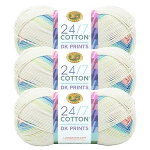 (3 Pack) Lion Brand Yarn 769-500Y 24/7 Cotton DK Yarn, Cool Breeze - Picture 1 of 4