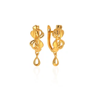 Pendientes de aro expresivos de oro amarillo de 22 quilates con remolino para... - Imagen 1 de 5