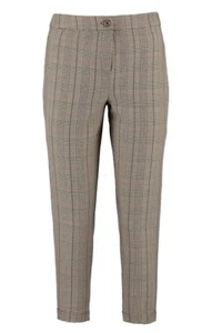 boohoo Petite Checked Tapered Trouser BROWN Size 6 - Picture 1 of 3