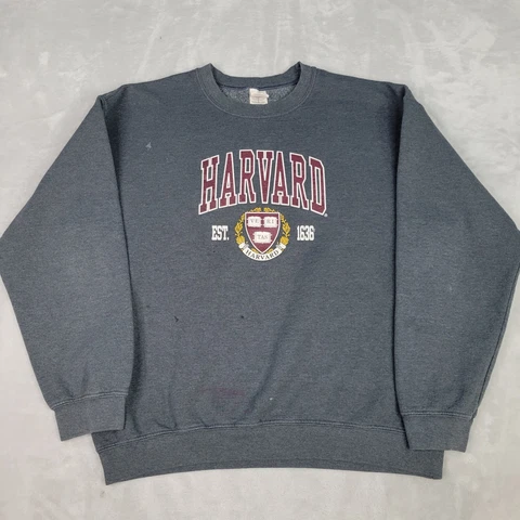 Harvard University Sweatshirt Men Large Grey Pullover Long Sleeve Crew Adult L * Cover
