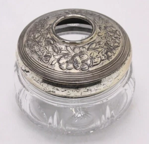 Kristall Antik Viktorianisch 4" Silber Platte Haar Empfänger Antik Waschtisch Glas - Bild 1 von 12