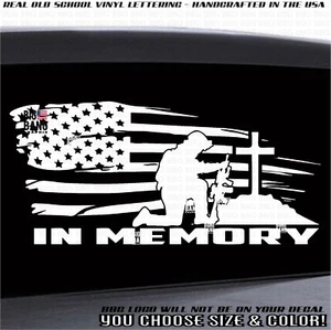 USA Flag Kneel For the Cross In Memory Vinyl Decal Sticker Military Soldier Vet - Bild 1 von 4