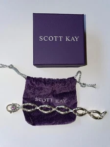 54 Grams SCOTT KAY 925 STERLING SILVER BOLO LINK AMETHYST CLASP BRACELET 7" - Picture 1 of 4