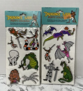 Vintage Dragons Lair Puffy Sticker Set 2 verschiedene Blätter RAR NOS Gaming - Bild 1 von 3