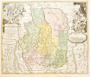 c1720 Mindelheim Unterallgäu Landkarte mit Stadtansicht Kolorierter Kupferstich - Bild 1 von 1