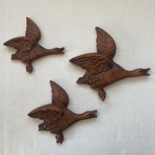 Vintage Chalk Ware Flying Canadian Geese Set of 3 Wall Hanging Decor Goose MCM
